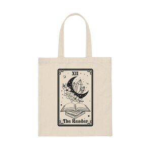 Tarotläsaren, tygväska, tarotkort, boklig bok, tygväska för biblioteksläsare, presentväska för canvas, presentväska för bok, bärväska för kristalltarot