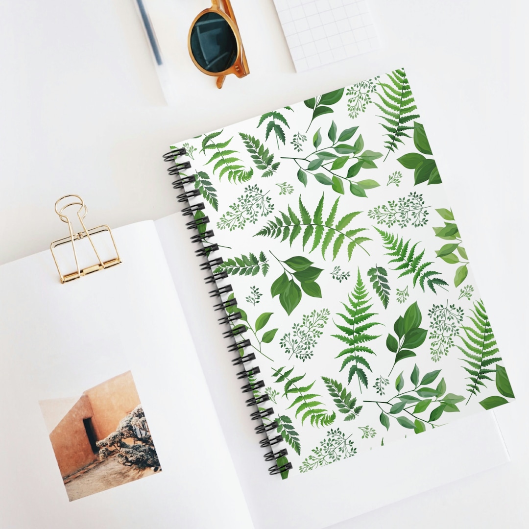 Floral Ferns Tropical Leaves Ferns Spiral Notebook - Ruled Line ...
