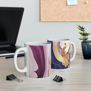 Amazing Marble Print Blue Pink Purple Gold Marble Coffee Tea Mug 11oz - Gift Coffee Tea Lover Abstract Modern Marble Print Mug Gift