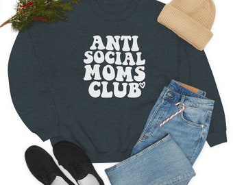 Sudadera Mamá - Sudadera Anti Social Moms Club Sudadera Unisex Heavy Blend Sudadera Crewneck Regalo Día de la Madre Sudadera del Club del Grupo de Mamá