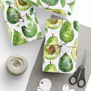 Papel de embrulho de abacate aquarela, papel de embrulho de Natal, papel de embrulho para presentes de Natal, papel de embrulho de presente com tema de abacate