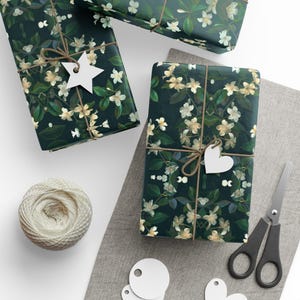 Papier cadeau fleurs de jasmin, Papier cadeau Noël, Papier cadeau fleurs de jasmin, Papier cadeau fleurs