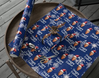 Comically Confused Biden Christmas Blue Wrapping Paper Happy Easter - Santa Biden - Let's Go Brandon Pro Trump Wrapping Paper