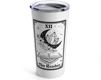 The Reader Book Tumbler Book Lover Tarot Tumbler 20oz Librarian Gift Bookish Book Lover Gift Tarot Book Coffee Tumbler Bookworm Reader