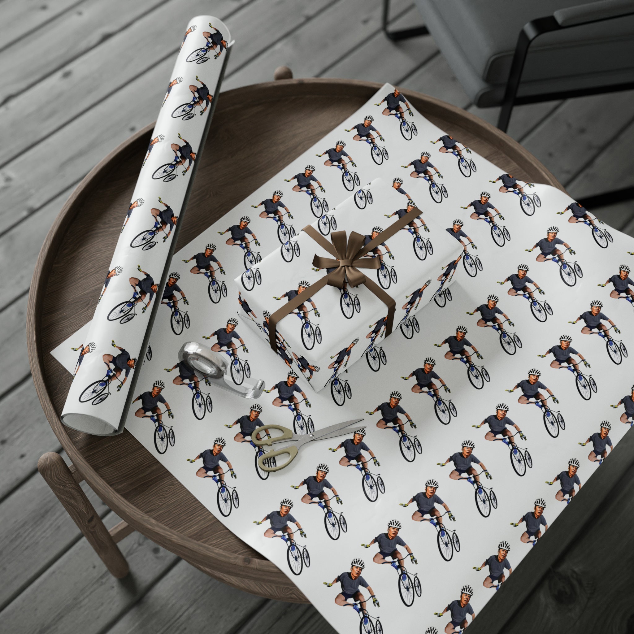 Cycling Bike Yellow Wrapping Paper 