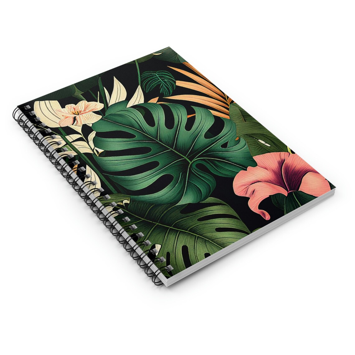 Tropical Flora Monstera Leaf Pattern Watercolor Nature Spiral Notebook ...