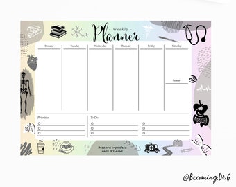 student planner ut A4 Weekly Planner RAINBOW, To Do List, Stationery, Student Planner, Family Planner, Work from Home, Work Planner, Undated Planner, Desk Pad