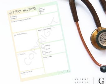 Medical History Template Duo - DIGITAL DOWNLOAD - Medicine/PhysicianAssociate/Nursing/Paramedic/Midwifery/Pharmacy/Dentistry