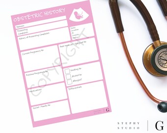 OBSTETRIC Medical History Template Duo - DIGITAL DOWNLOAD - Medicine/PhysicianAssociate/Nursing/Paramedic/Midwifery/Pharmacy/Dentistry