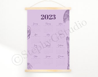 2023 A3 Skeleton Calendar in DARK