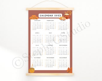 2023 Wall Planner in Autumn Print | 2023 Wall Calendar | 2023 Year Planner | 2023 Year to View