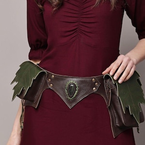 Handmade Leather Hip Bag, Festival Utility Belt with Labradorite, Steampunk Tactical Pouch