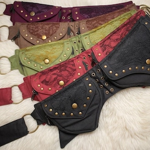 Lace Pocket Festival Utility Belt, Adjustable Hip Bag, Two Pockets, burning outfits