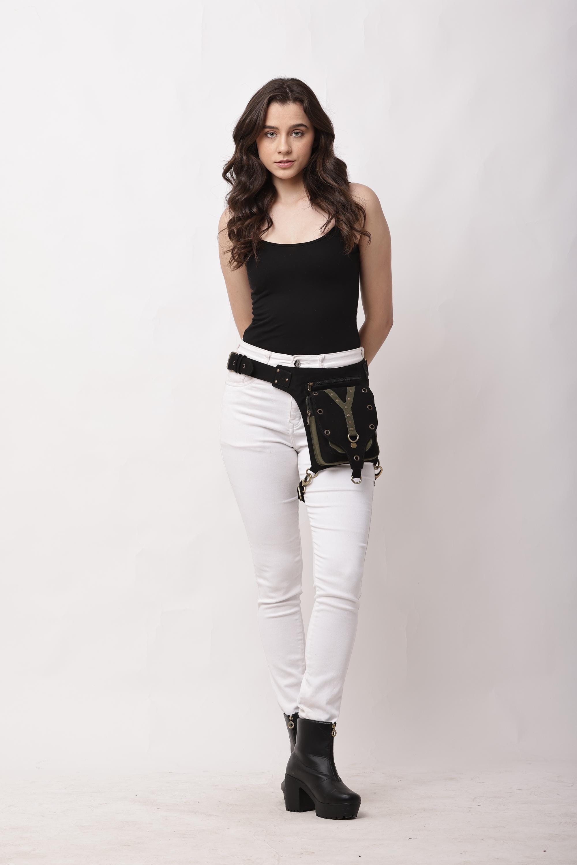 Asymmetrical Leather Utility Belt Hip Bag, Festival Rave Thigh Pouch ...