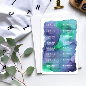 Glossy Watercolor Return Address Labels | Personalize, Customize Return Address Labels | Pretty Address Labels