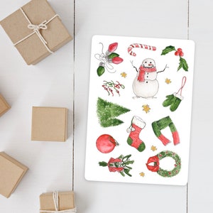 Autocollants de Noël | Autocollants d'hiver mignons | Fournitures pour journaux | Stickers artisanaux