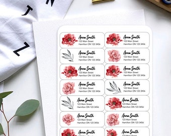 Glossy Rose Return Address Labels | Personalize, Customize Return Address Labels | Pretty Address Labels