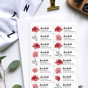 Glossy Rose Return Address Labels | Personalize, Customize Return Address Labels | Pretty Address Labels
