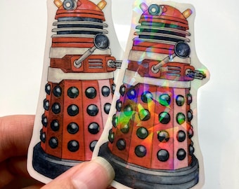 Dalek Sticker | Vinyl Dr. Who Holographic Stickers | British Police Box | Tumbler stickers | Laptop stickers | Phone case stickers