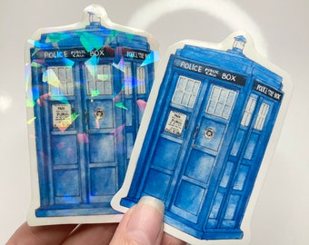 Tardis Sticker | Vinyl Dr. Who Holographic Stickers | British Police Box | Tumbler stickers | Laptop stickers | Phone case stickers