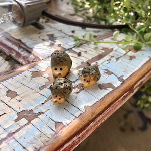 Miniature Hedgehog Charms (3 pieces) //  Fairy-Gardens & Dollhouses