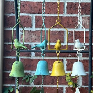 Metal bird wind chimes