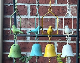 Metal bird wind chimes