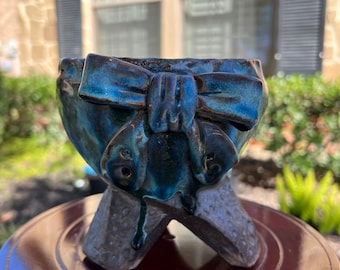 Hand made ceramic flower/succulent pot with drainage hole 5" by 5"