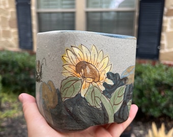 Hand painted Ceramic Succulent Pot 4" x 4"