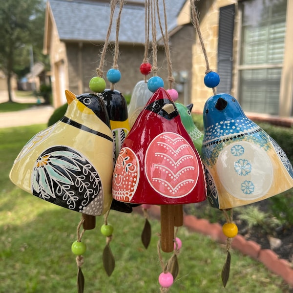Ceramic Bird wind chimes 5" wide.