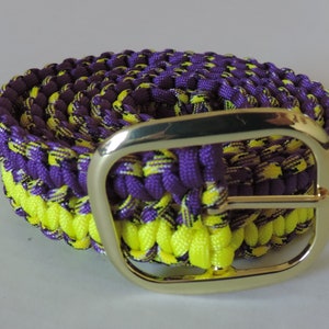 Handmade yellow and purple paracord belt