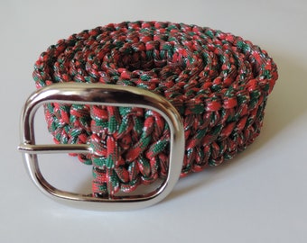 Handmade paracord belt, red, green