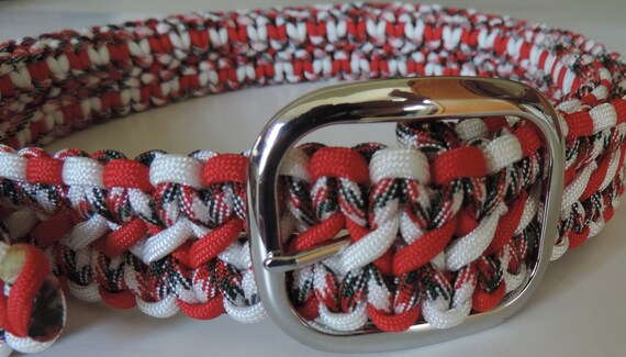 Handmade Paracord Belt, Red, Green, White -  Canada