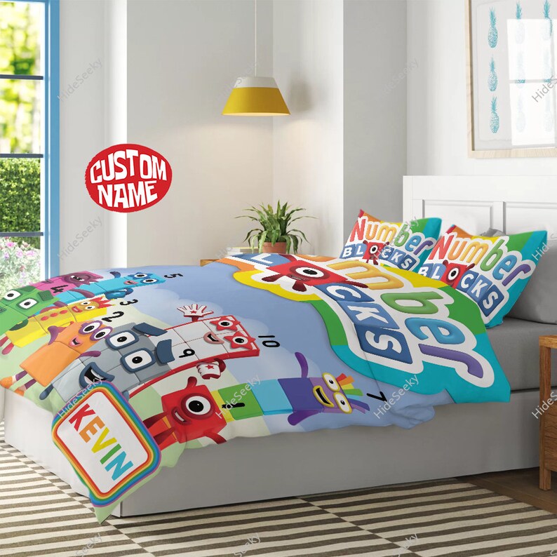 Numberblocks Custom Name Bedding Set Number Blocks Bedding Etsy Ireland