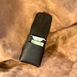 Kein Stich Leder Portemonnaie, Klappkartenhalter, Geldtasche, gewachstes Leder, minimalistisches Design.
