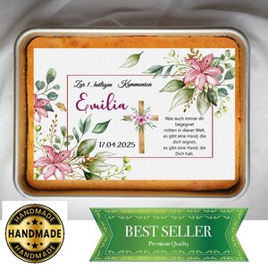 Tortenaufleger Kommunion Esspapier Fondant Blechkuchen eckig Mädchen Blumen elegant
