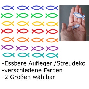 Tortendeko Fische Streudecko essbar Tortenaufleger Muffin Taufe Geburt Kommunion Firmung Konfirmation Regenbogenfarben Bild 1