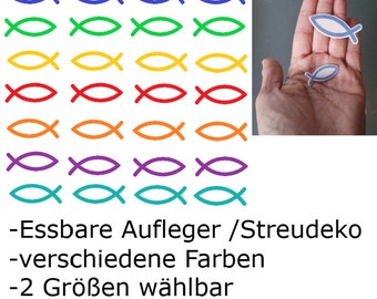 Tortendeko Fische Streudecko essbar Tortenaufleger Muffin Taufe Geburt Kommunion Firmung Konfirmation Regenbogenfarben