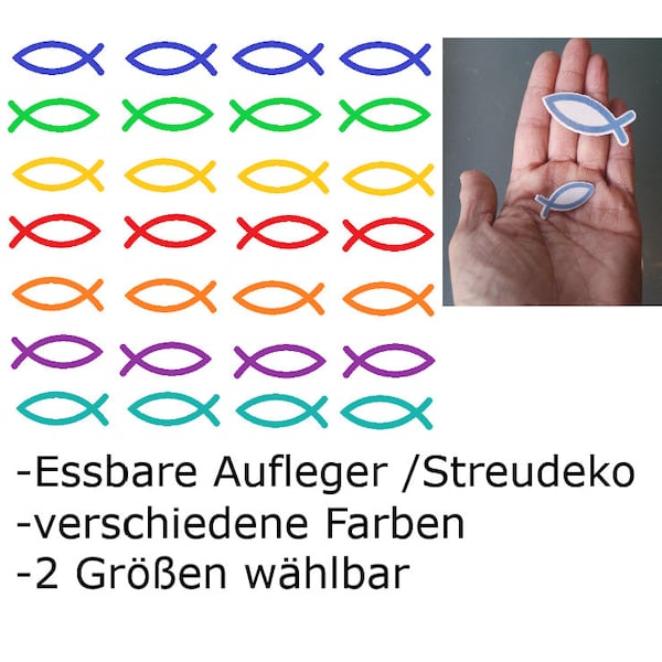 Tortendeko Fische Streudecko essbar Tortenaufleger Muffin Taufe Geburt Kommunion Firmung Konfirmation Regenbogenfarben