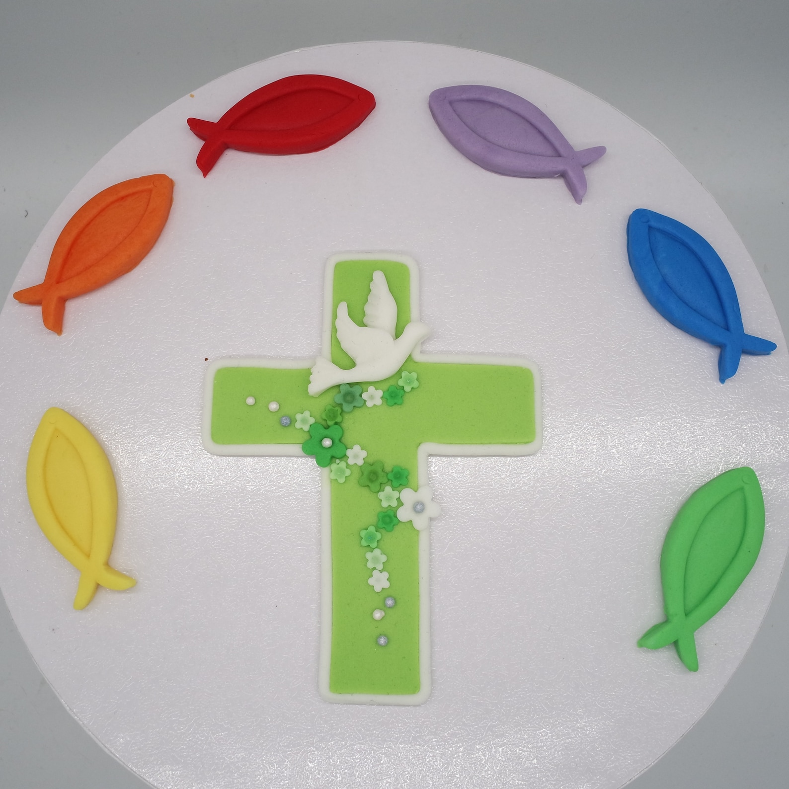Cake Company Torten-Deko Kommunion Junge Blau - Mit Essbarem Aufleger, Bibel & Rosenkranz