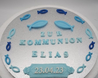 Cake decoration communion fish edible sugar decoration topper baptism fondant sugar decoration confirmation confirmation