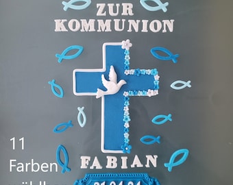 Tortendekoration Kommunion Kreuz Fische Taube Fondant Tortendeko essbar