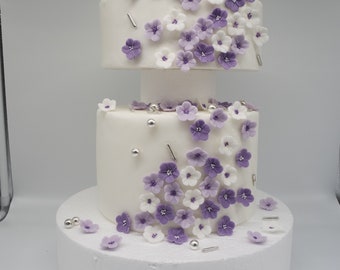 Sugar flowers 30/60 pieces edible cake decoration topper purple lilac white sugar decoration wedding flowers cake baptism communion