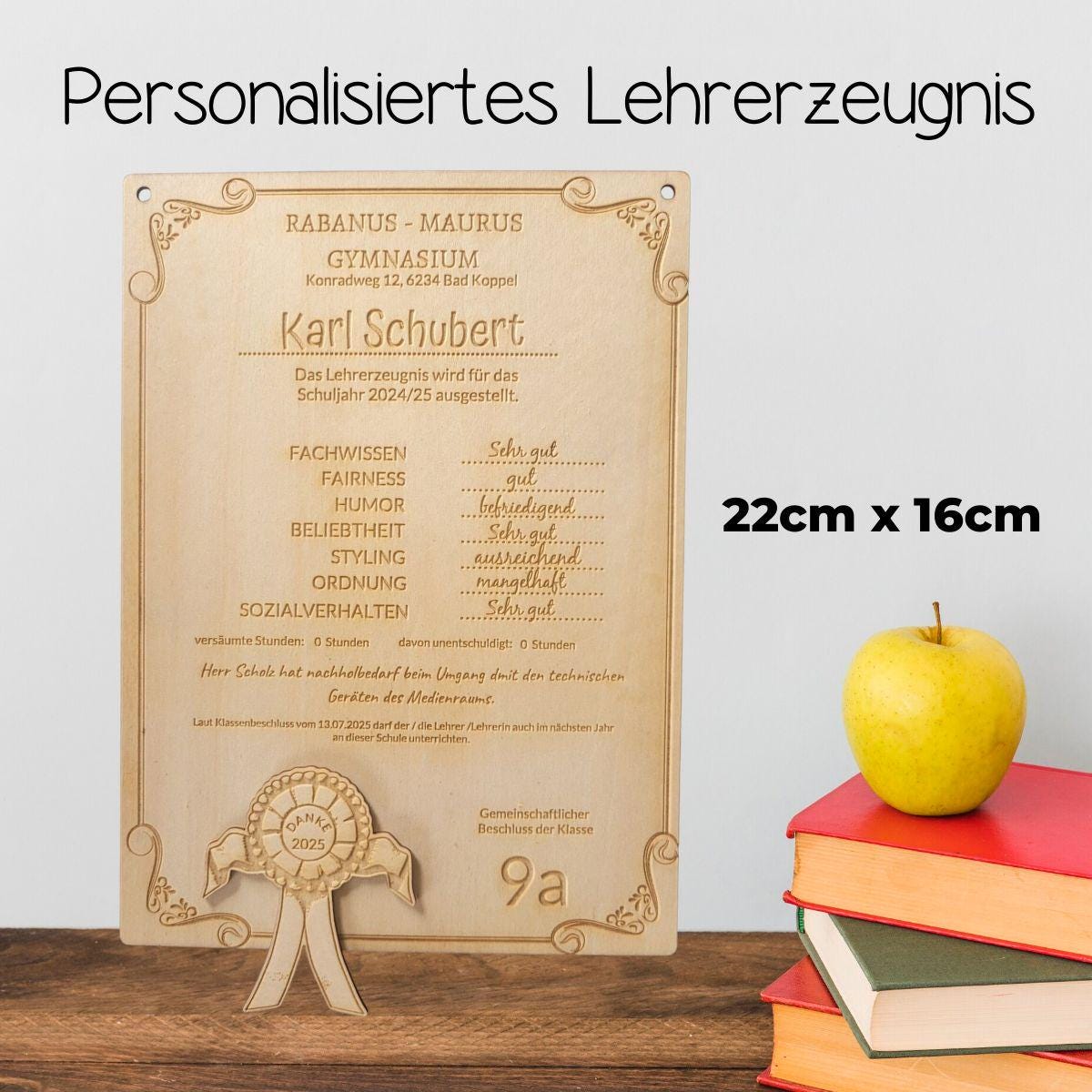 Personalisiertes Zeugnis fr Lehrer Abschluss Lehrerstreich Benoten  Abistreich Holz edel Wanddekoration Aufsteller Dekorativ Geschenk Schule -  Etsy.de