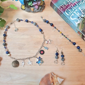 House in the Cerulean Sea Jewelry Set Necklace Bracelet & Earrings Gift for Her Jewelry Book Lover Charm Jewelry Book Themed Unique Charms