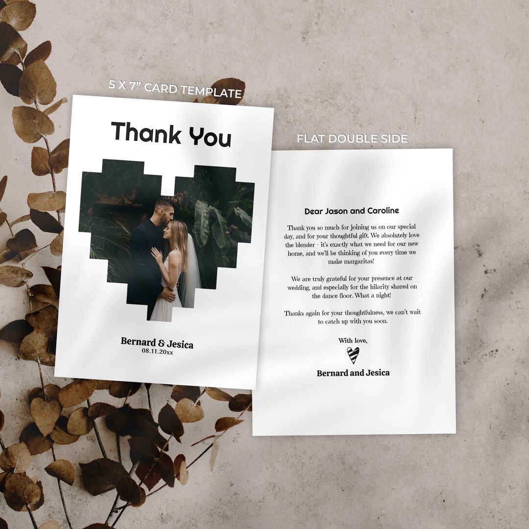 Wedding Thank You Cards Printables Template With Pictures - Etsy