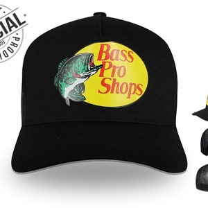 Bass Pro Shop Herren Trucker Hat Mesh Cap - Einheitsgröße Snapback-Verschluss - Ideal zum Jagen & Angeln (Schwarz) Fischerhut