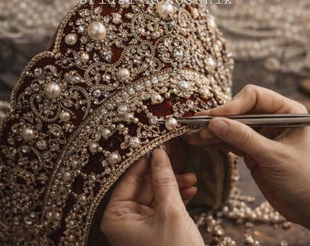 Prussian-Inspired Bridal Crown |Custom  Handmade Pearl Gold Headpiece | Luxury Wedding Hair Accessory | Editorial Bride | Styled by Femme