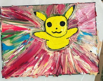 Pikachu Pokémon Painting (No brushes Used - Only Scrapers)