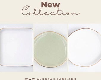 Ceramic gold rimmed jewelry tray